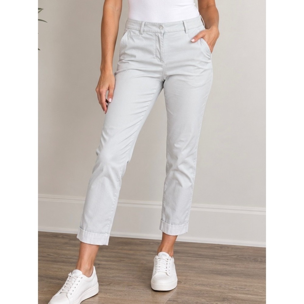 New York & Company White Trousers Womens Size 0 Ankle Cuffed Pants